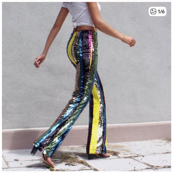 NWT sequin flares pants xs - Picture 1 of 11